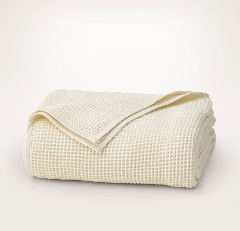 Waffle Bed Blanket - Cream