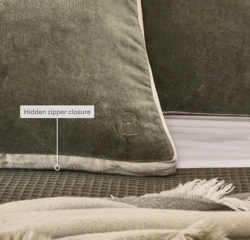 Ligne Velvet Pillow Cover (Petite Lumbar) - Oak/Cream