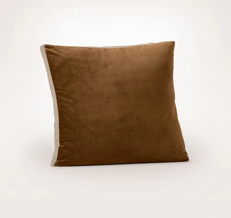 Ligne Velvet Pillow Cover (Square) - Deep Camel/Oak