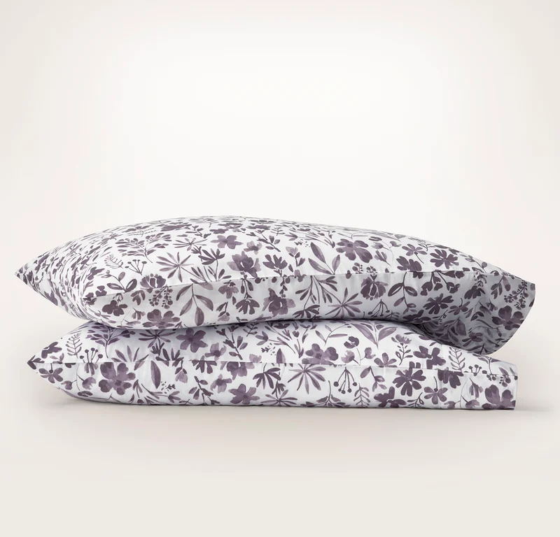 Signature Hemmed Pillowcase Set - Plum Botanical