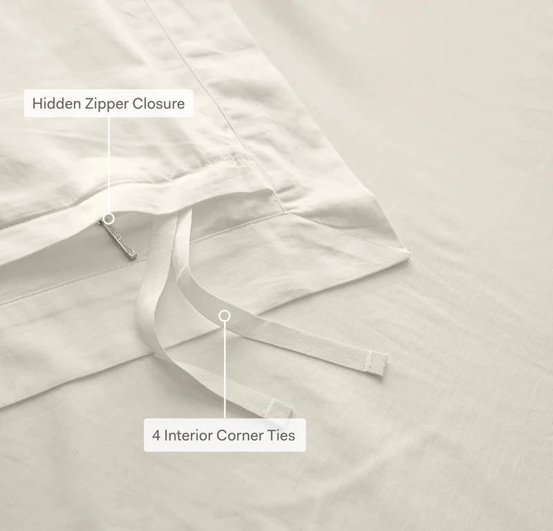 Percale Hemmed Duvet Set - Sageleaf