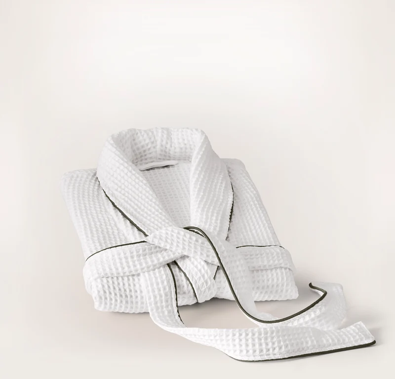 Waffle Robe - White/Juniper