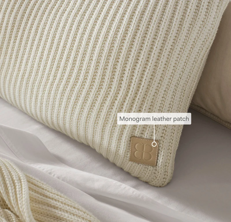 Sunday Knit Pillow Cover - Shore/Heathered Oatmeal