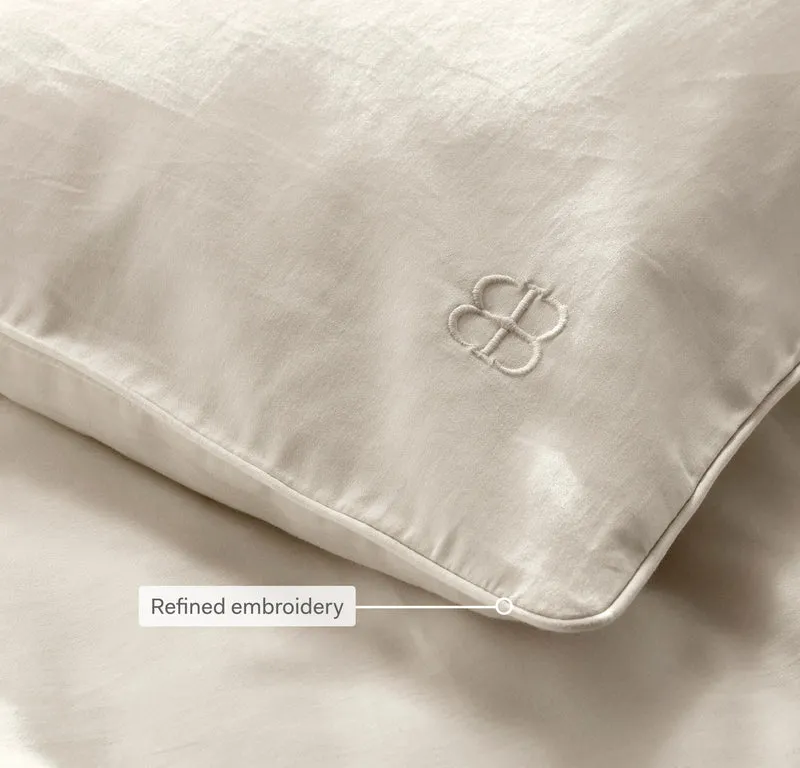 Percale Embellished Duvet Set - Hydrangea/White Piped Edge