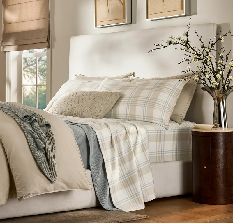 Flannel Pillowcase Set - Cream/Sand/Shore Tartan