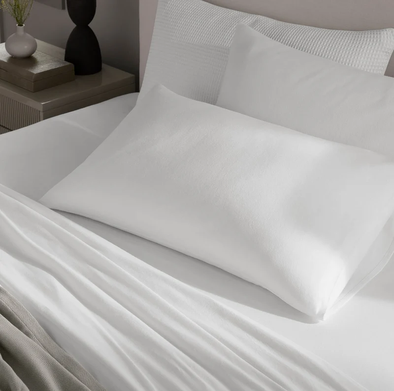 Flannel Pillowcase Set - White