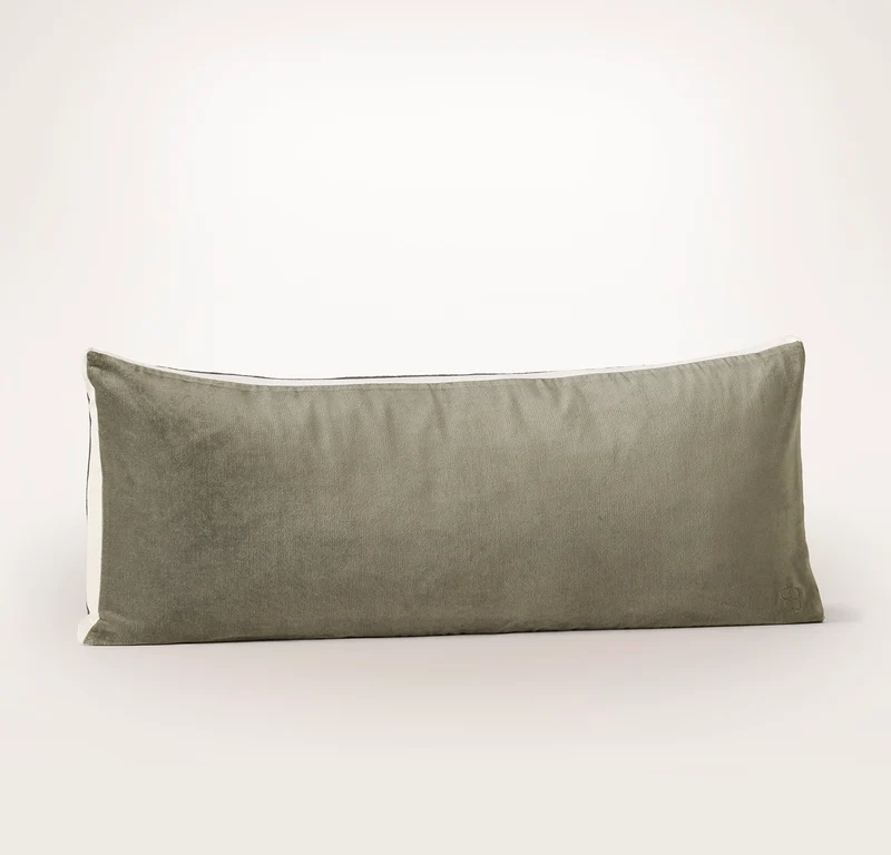Ligne Velvet Pillow Cover (Lumbar) - Juniper/Cream