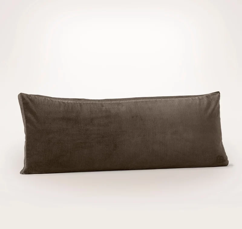 Ligne Velvet Pillow Cover (Lumbar) - Deep Walnut/Walnut