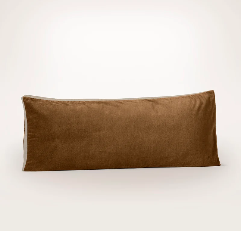 Ligne Velvet Pillow Cover (Lumbar) - Deep Camel/Oak