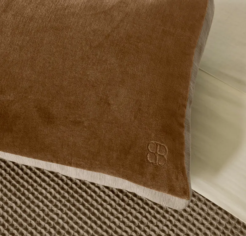 Ligne Velvet Pillow Cover (Lumbar) - Deep Camel/Oak