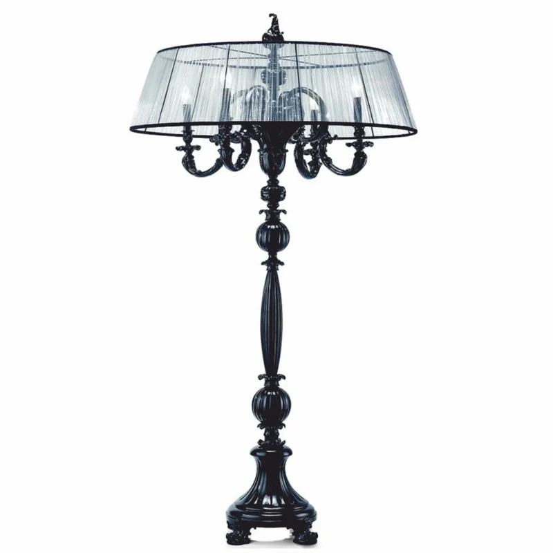 Casa Padrino Luxus Barock Porzellan Stehleuchte Schwarz H. 170 cm - Luxus Qualität - Made in Italy