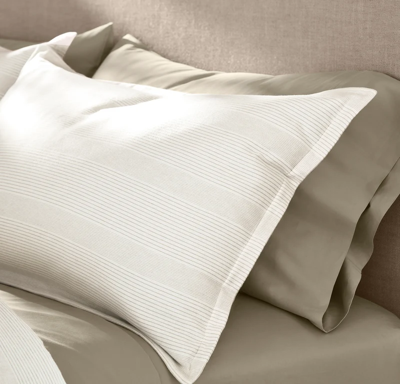Flannel Duvet Set - Cream/Oak Fine Line Stripe