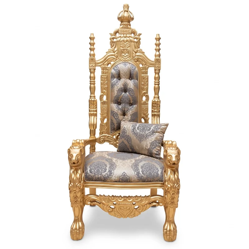 Pompöös by Casa Padrino Luxus Barock Thron Sessel Provence Gold / Grau / Gold - designed by Harald Glööckler