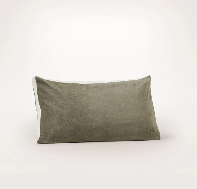 Ligne Velvet Pillow Cover (Petite Lumbar) - Juniper/Cream