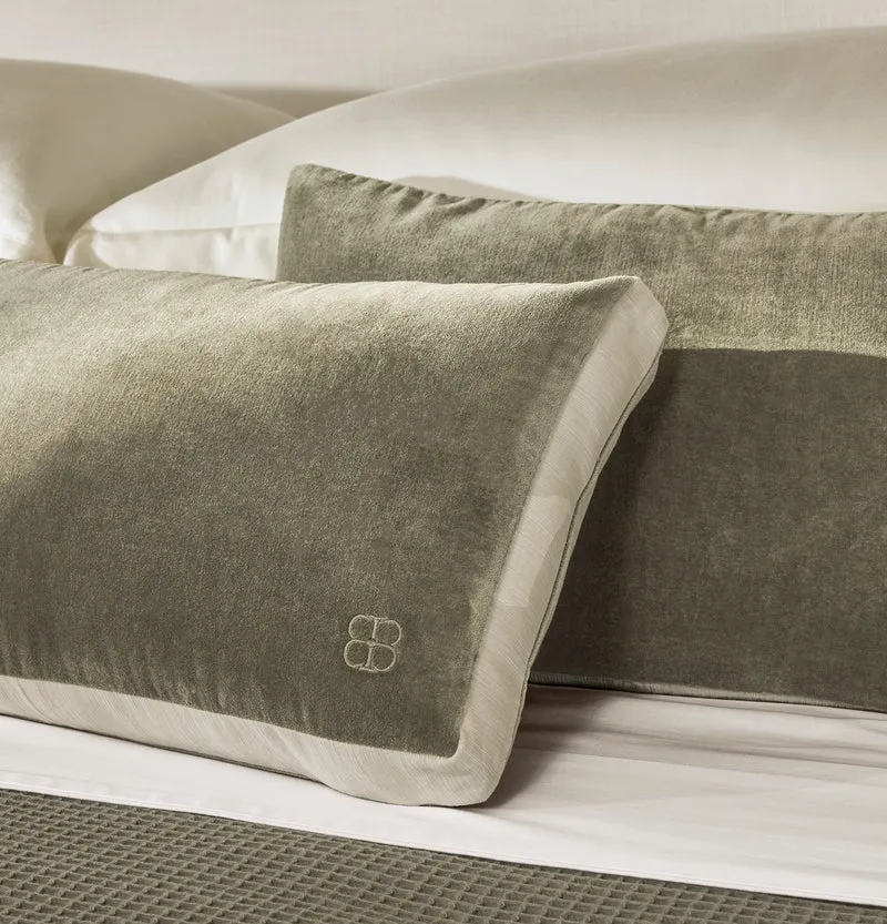 Ligne Velvet Pillow Cover (Petite Lumbar) - Juniper/Cream