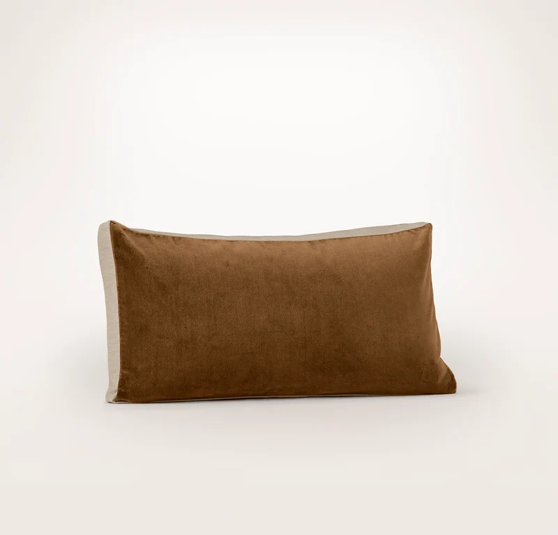 Ligne Velvet Pillow Cover (Petite Lumbar) - Deep Camel/Oak