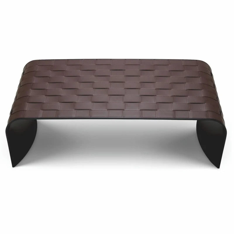 Casa Padrino Luxus Metall Couchtisch mit Kunstleder Dunkelbraun 120,5 cm - Wohnzimmer Möbel - Hotel Möbel - Luxus Möbel