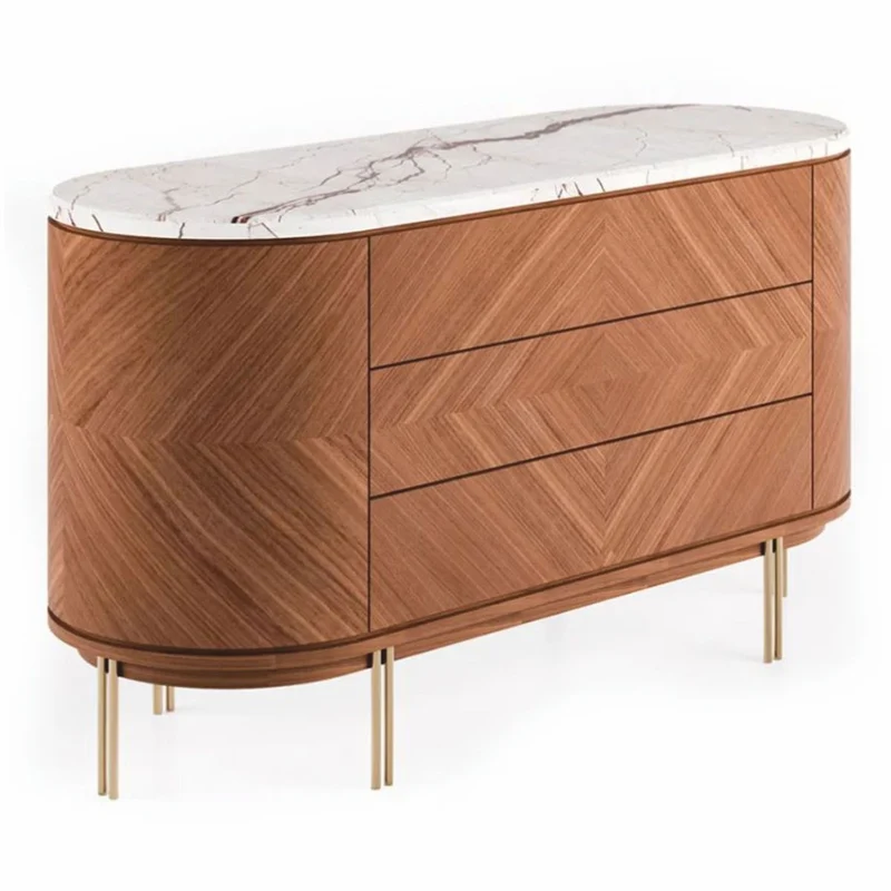 Casa Padrino Luxus Kommode mit 3 Schubladen Braun / Weiß / Messing 155 cm - Luxus Hotel & Schlafzimmer Möbel