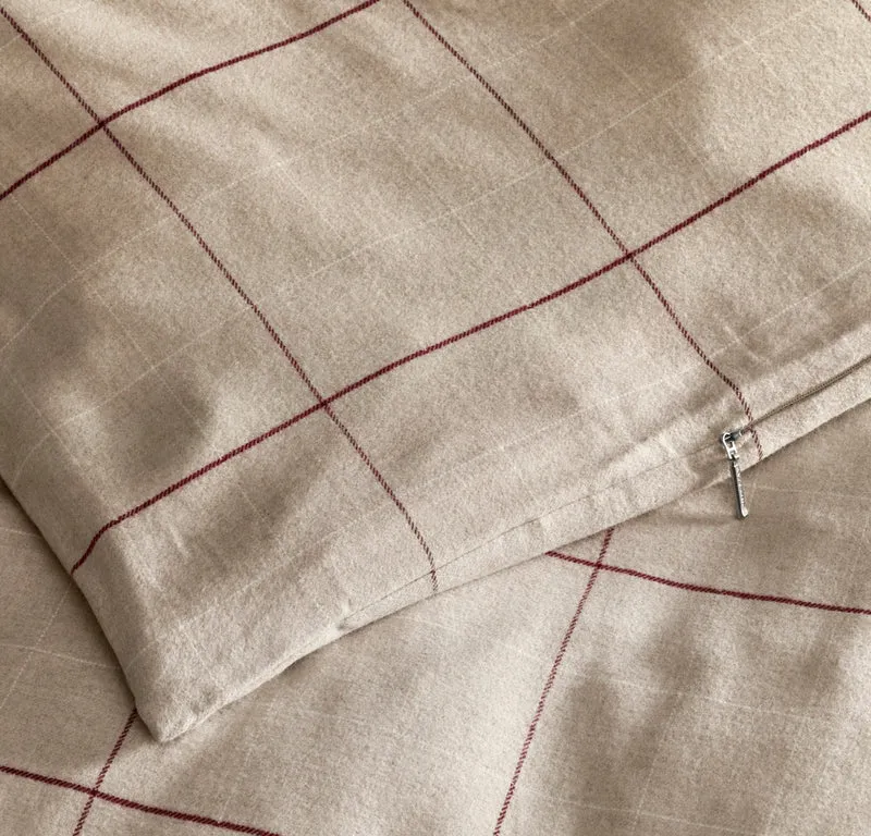 Flannel Duvet Set - Heathered Oatmeal/Holly Windowpane
