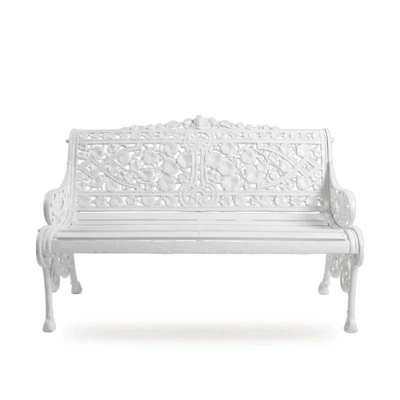 Casa Padrino Barock Gartenbank Weiß 130 cm - Barock Garten Möbel