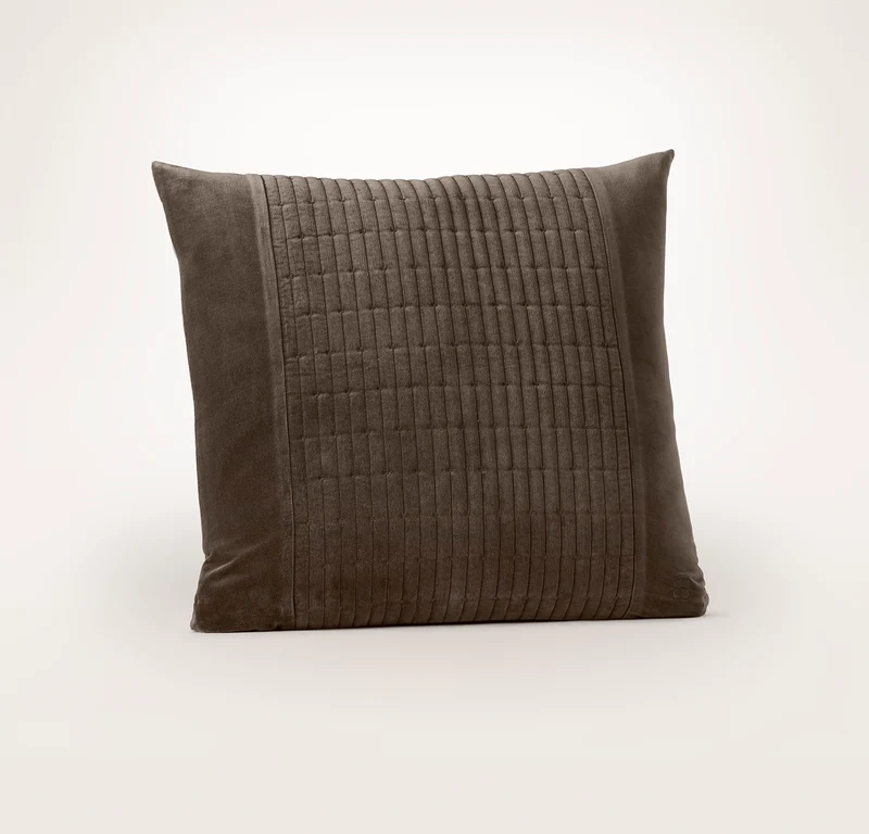 Fluted Cotton Velvet Sham - Deep Walnut
