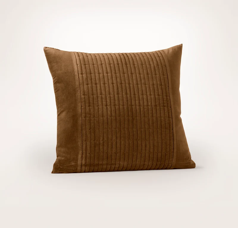 Fluted Cotton Velvet Sham - Deep Camel