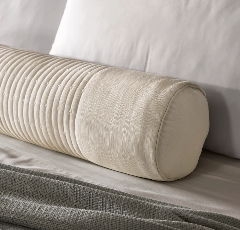 Fluted Pillow Cover (Bolster) - Cream