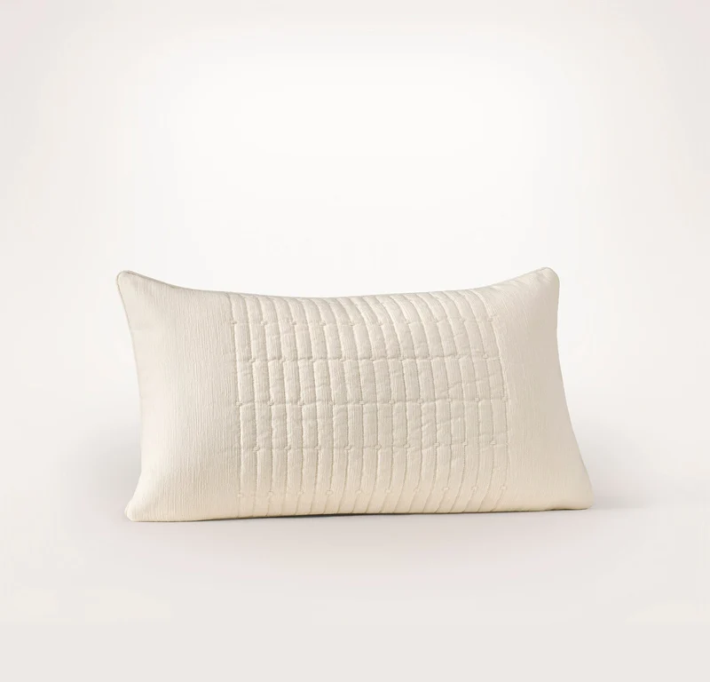 Fluted Pillow Cover (Petite Lumbar) - Cream