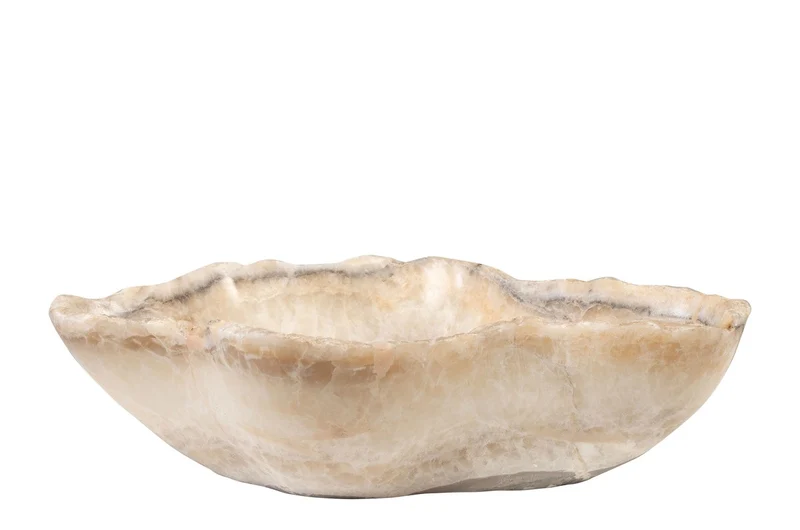 Casa Padrino Luxus Schale 38 x 47 x H. 13,5 cm - Große Deko Schale aus hochwertigem Onyx - Luxus Deko Accessoires