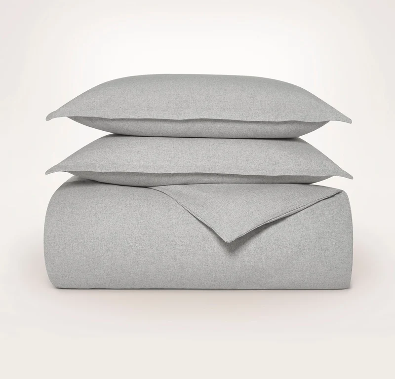 Flannel Duvet Set - Heathered Grey