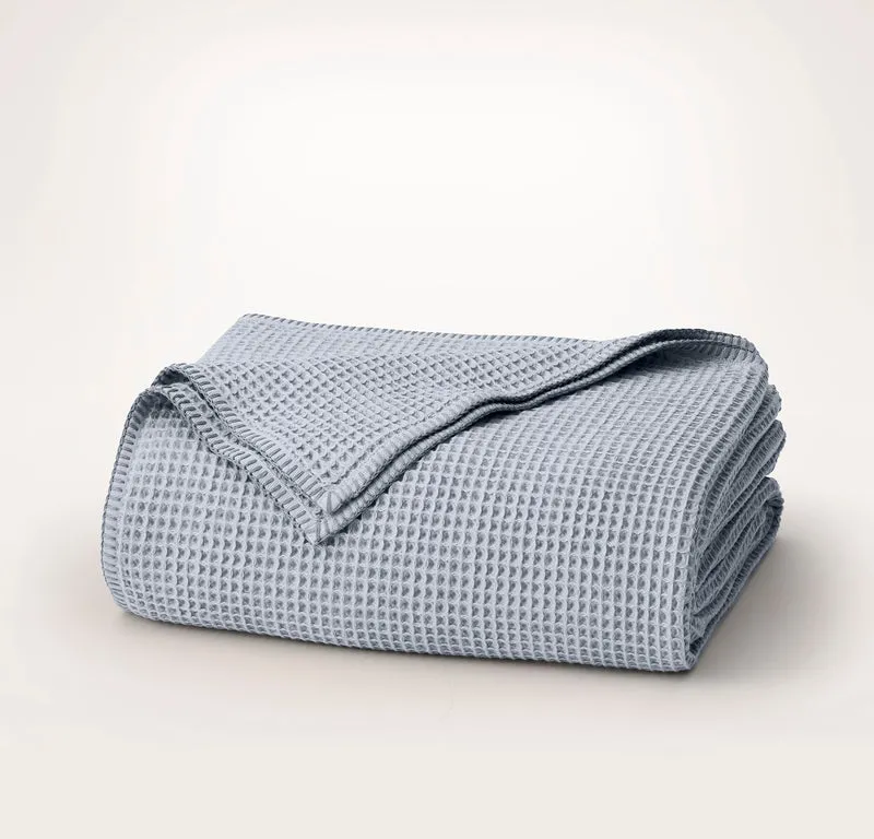 Waffle Bed Blanket - Hydrangea/Bay Whipstitch