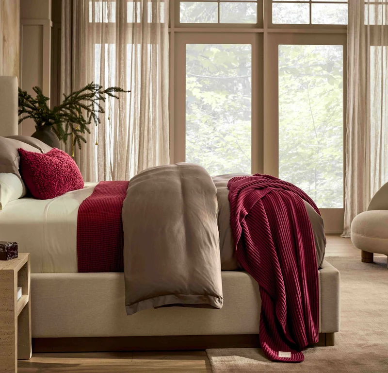 Waffle Bed Blanket - Holly