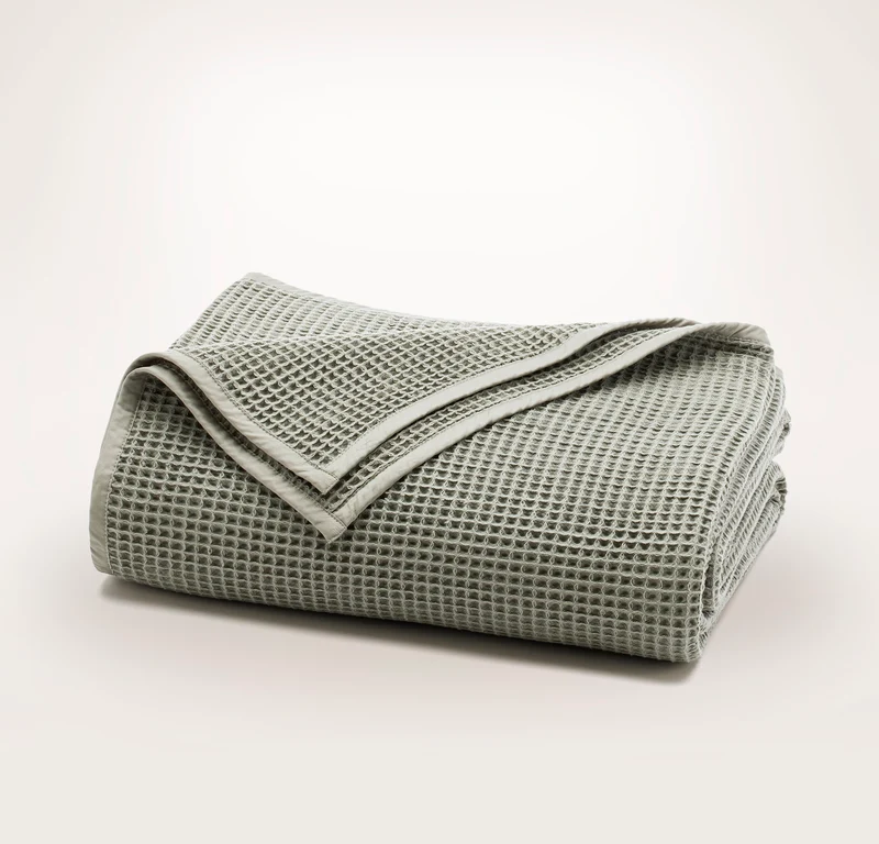 Waffle Bed Blanket - Sageleaf