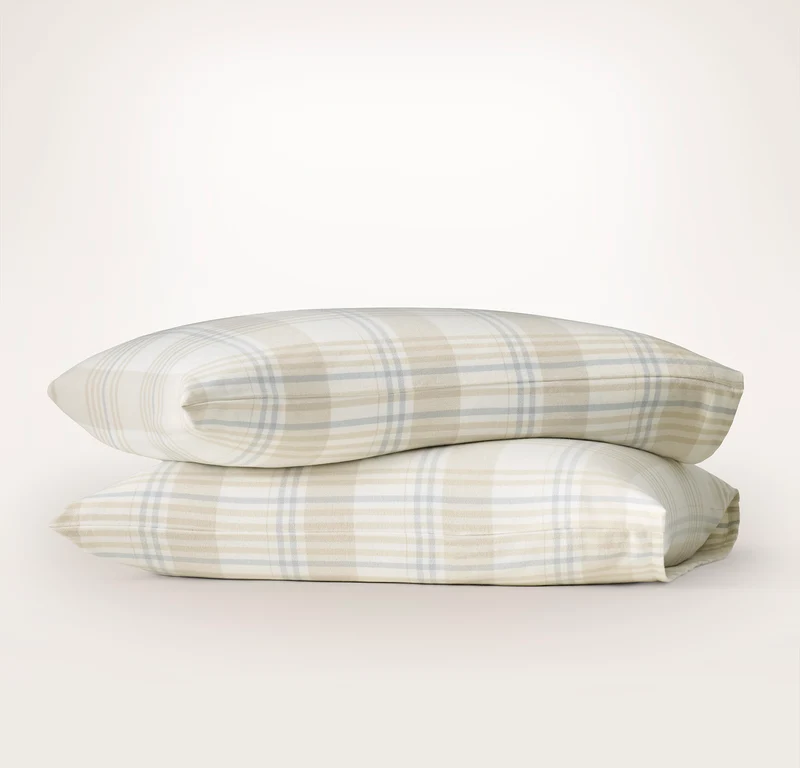 Flannel Pillowcase Set - Cream/Sand/Shore Tartan