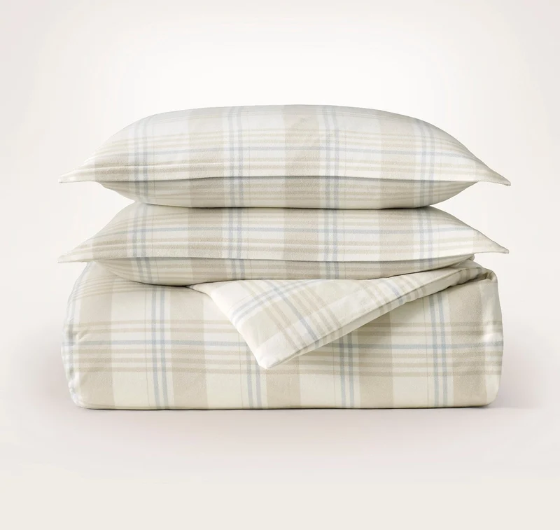 Flannel Duvet Set - Cream/Sand/Shore Tartan