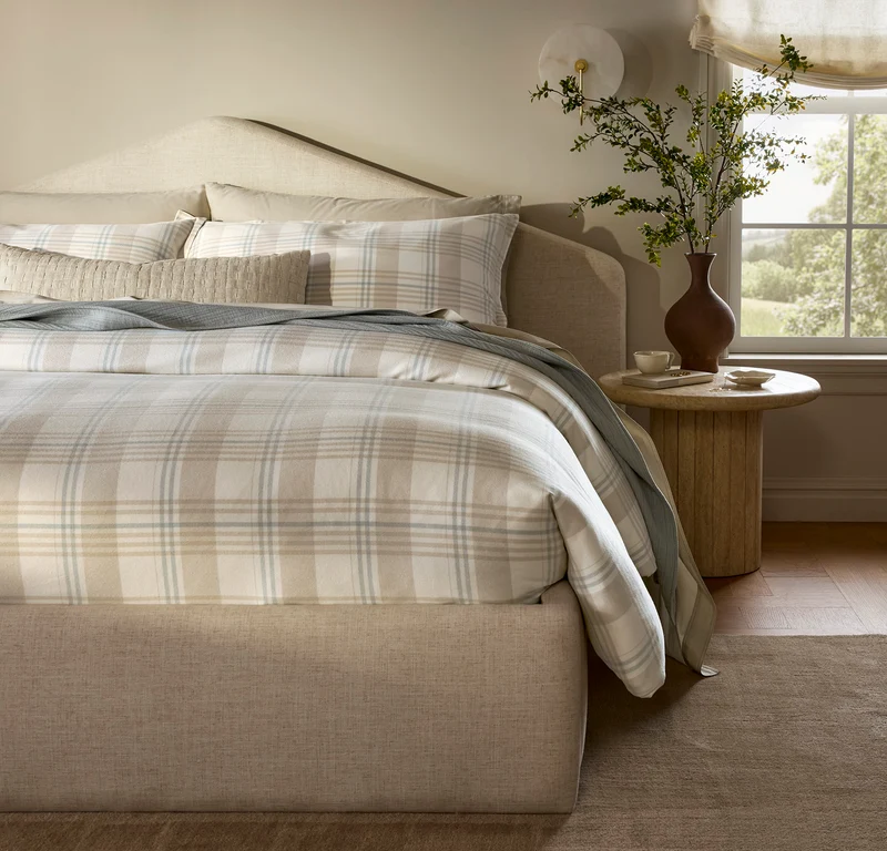 Flannel Duvet Set - Cream/Sand/Shore Tartan