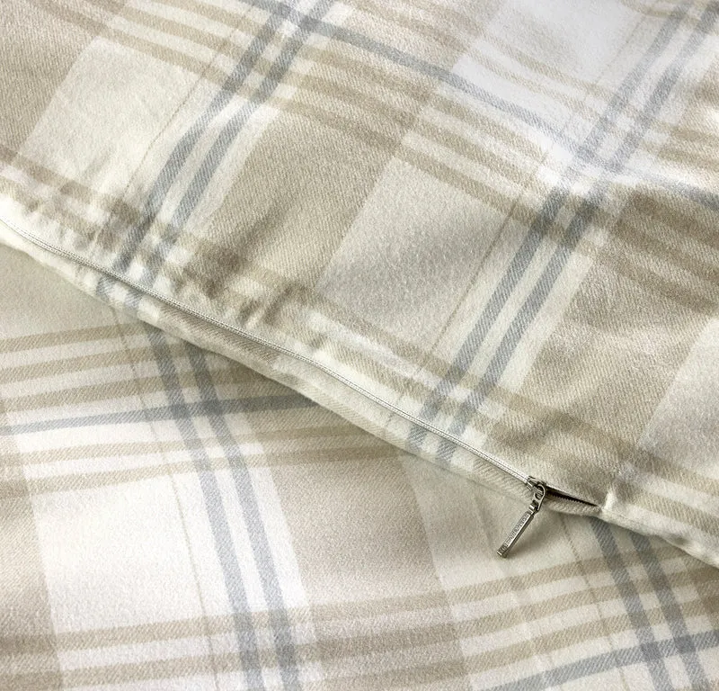Flannel Duvet Set - Cream/Sand/Shore Tartan
