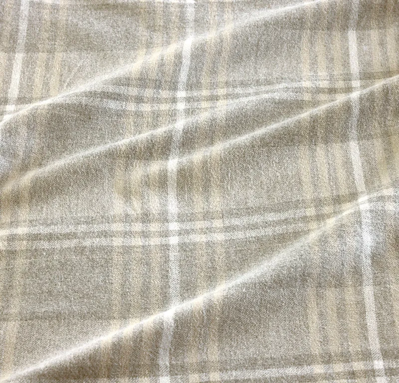 Flannel Sheet Set - Heathered Fog/Sand/Cream Tartan