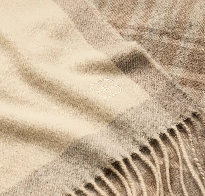 Reserve Maison Cashmere Throw Blanket - Cream/Heathered Pewter/Heathered Twig Plaid