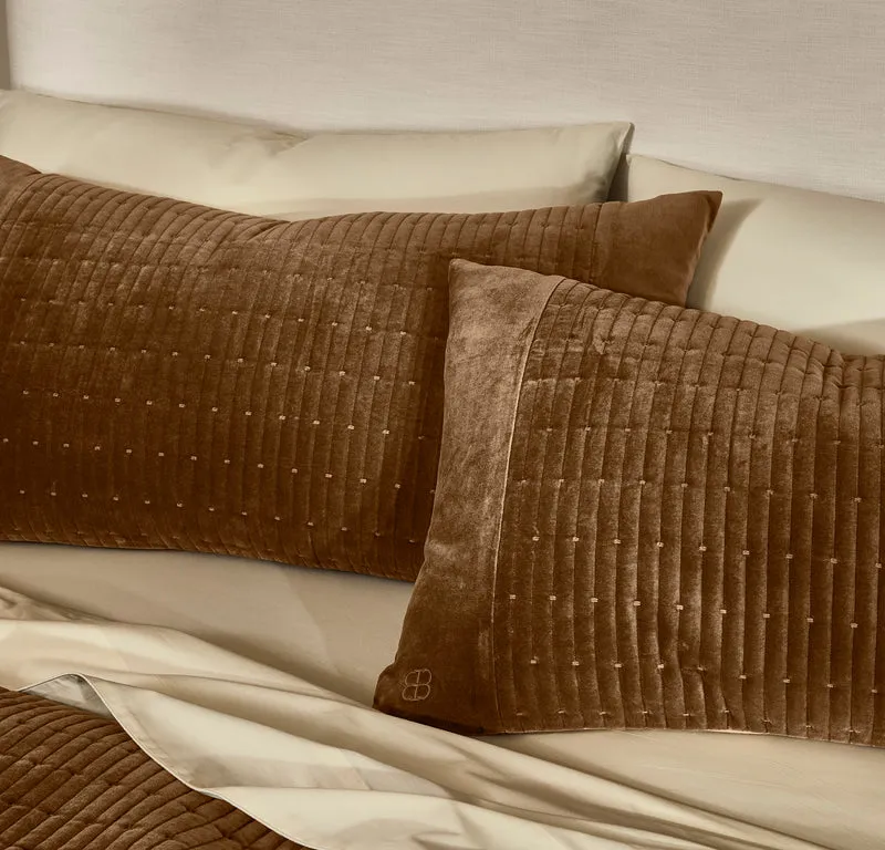 Fluted Cotton Velvet Duvet Sham Set - Deep Camel