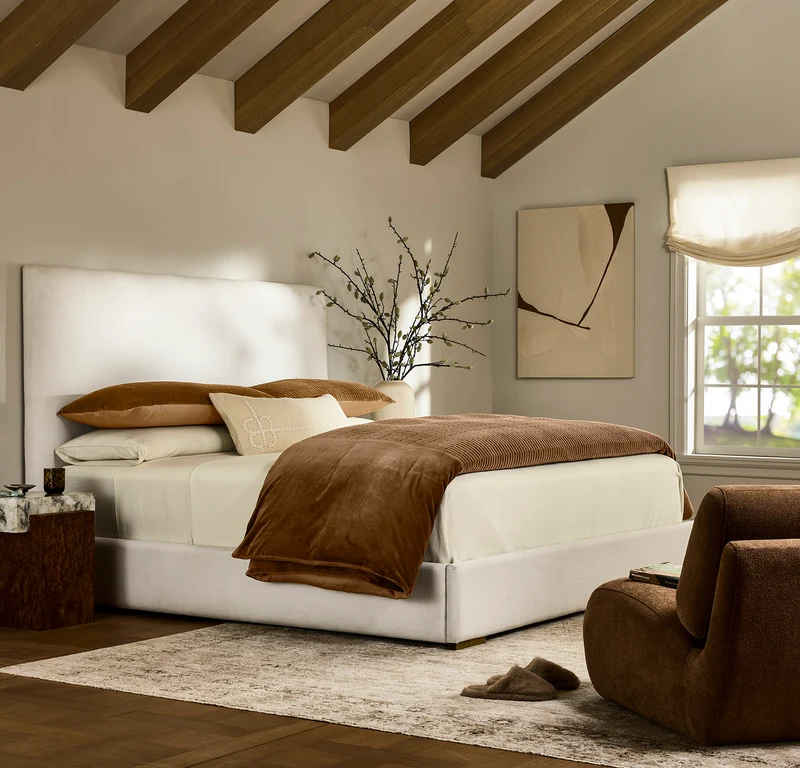 Fluted Cotton Velvet Duvet Sham Set - Deep Camel