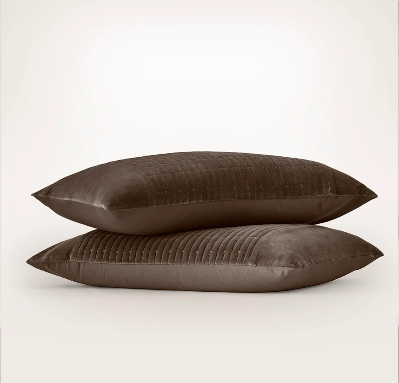 Fluted Cotton Velvet Duvet Sham Set - Deep Walnut