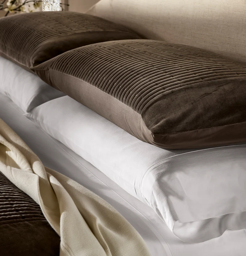 Fluted Cotton Velvet Duvet Sham Set - Deep Walnut