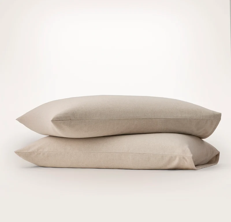 Flannel Pillowcase Set - Heathered Oatmeal