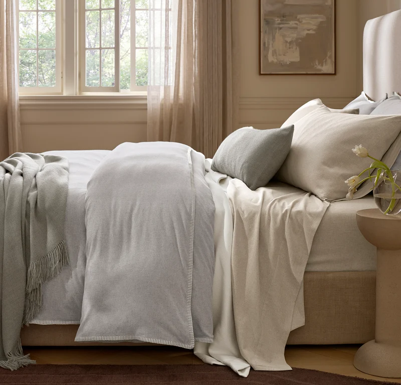 Flannel Pillowcase Set - Heathered Oatmeal