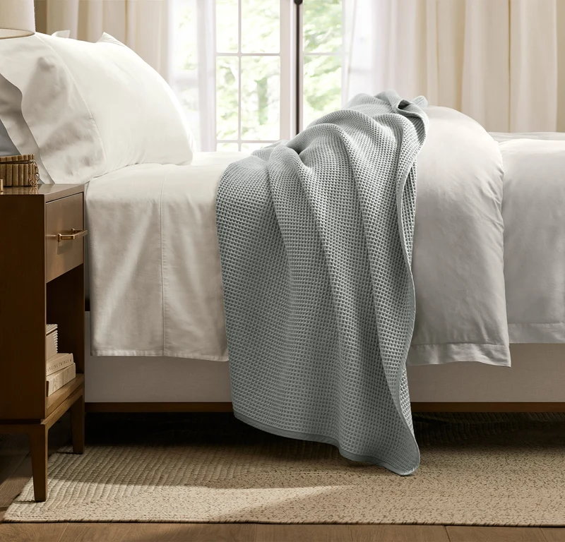 Waffle Bed Blanket - Shore