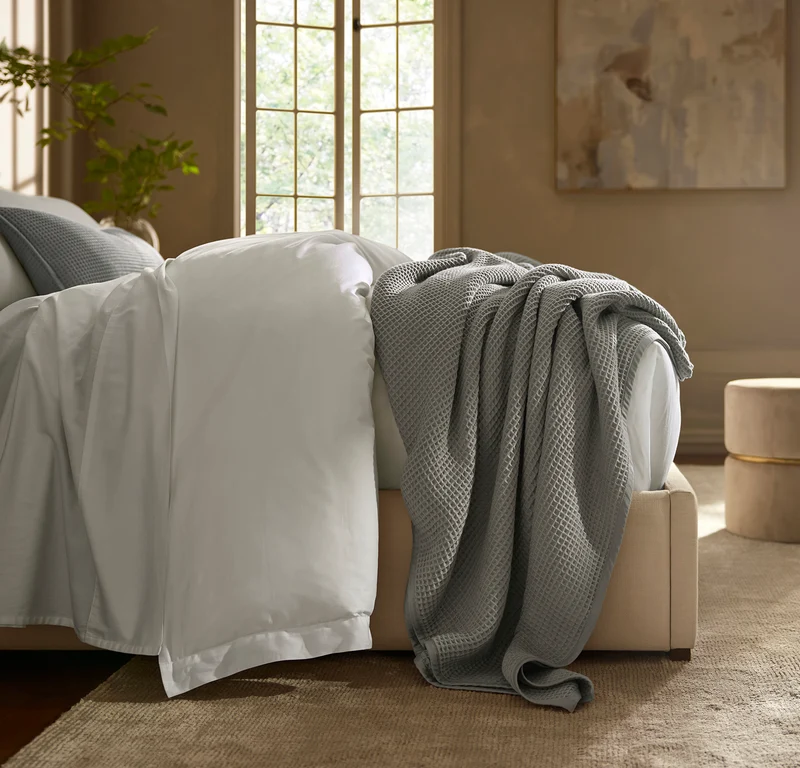 Waffle Bed Blanket - Pewter