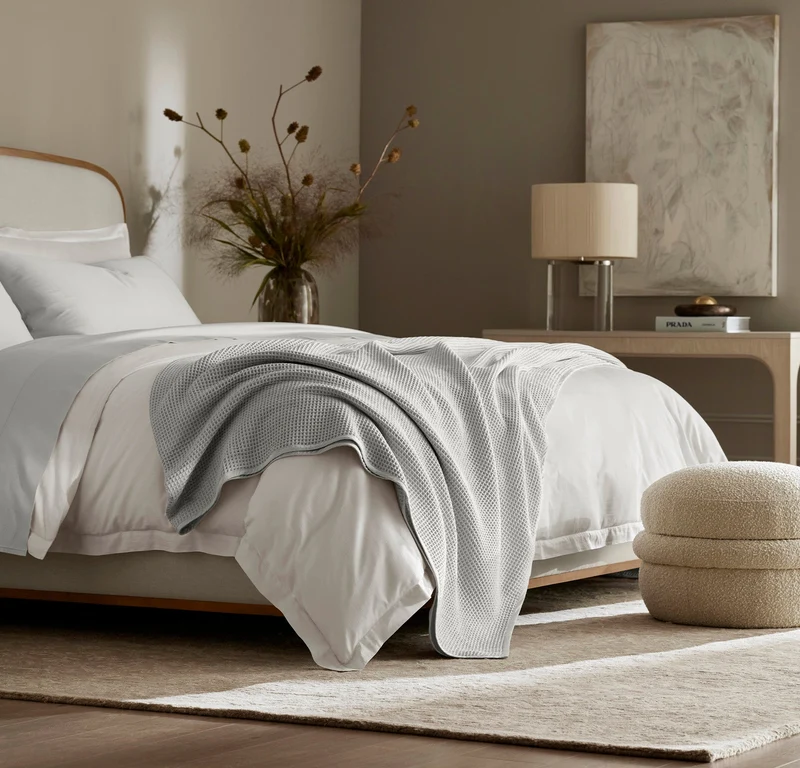 Holiday Waffle Bed Blanket - Mist