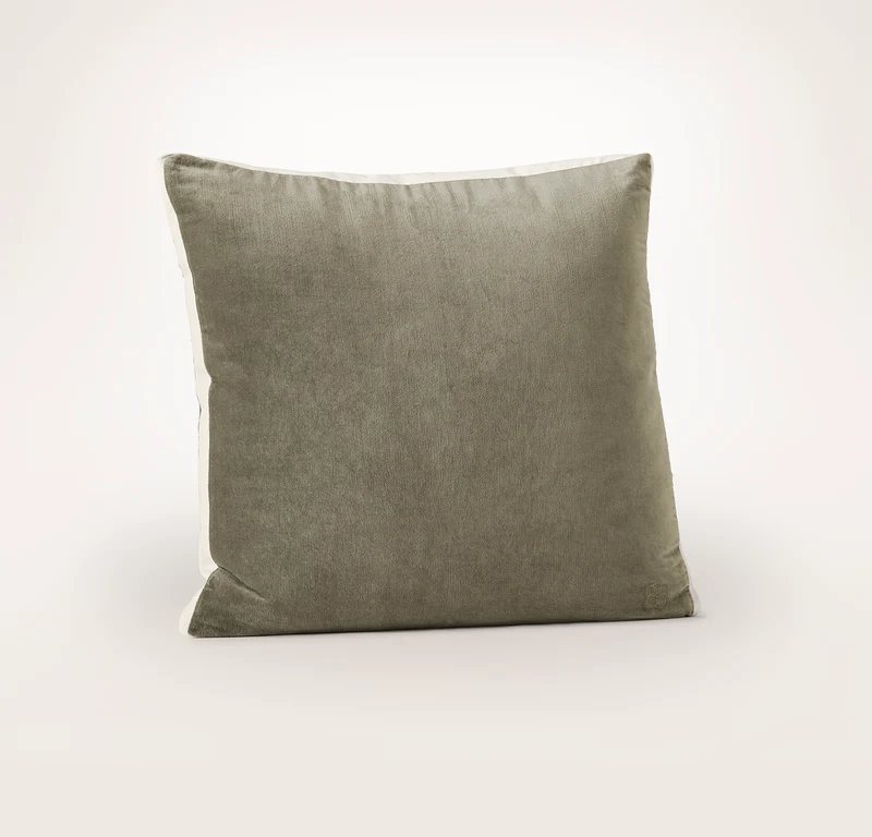 Ligne Velvet Pillow Cover (Square) - Juniper/Cream