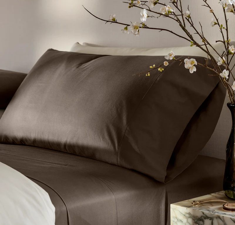 Percale Hemmed Sheet Set - Deep Walnut